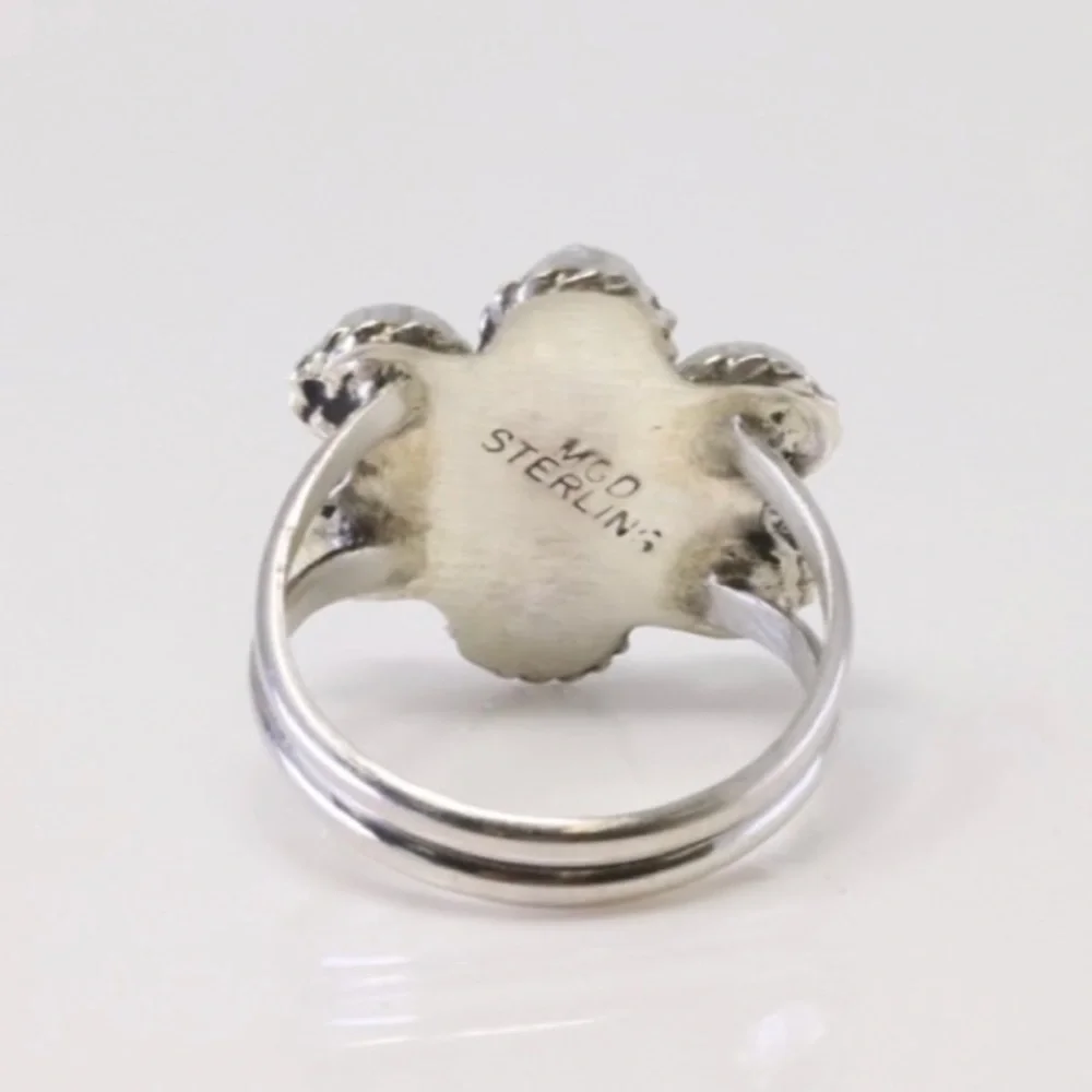 Native‎ American Sterling Silver Turquoise Flower Ring MGD Mary Grace Design sz6